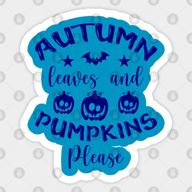 Autumn Pumpkins - Blue color Sticker by Lebihanto